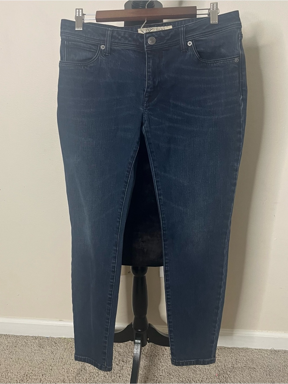Burberry Brit Classic Dark Blue Women's Skinny Ankle 5 Pocket Stretch Jeans 30
